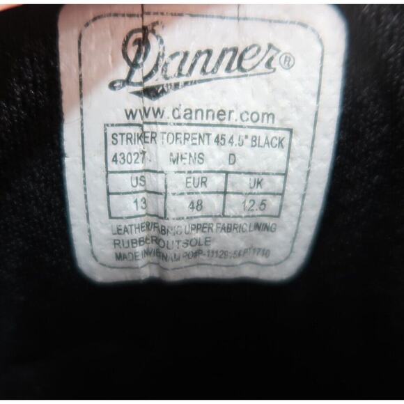Danner Mens 13 Tactical Boots Striker Torrent 45 Lace Up Durable Leather Black - Picture 14 of 16